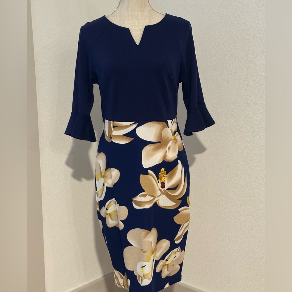 Elegant Navy Floral Dress
